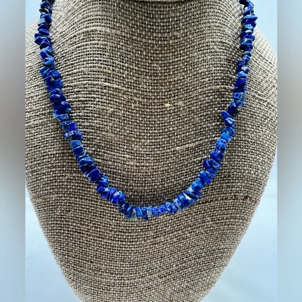 Vintage Necklace, Uncut Lapis Lazuli Necklace